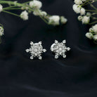 Lab Created Diamond Snowflake Stud Earrings With Screw Back Lab - ( EF-VS ) - Rosec Jewels
