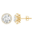 Round Halo Lab Grown Diamond Earring For Women Lab - ( EF-VS ) - Rosec Jewels