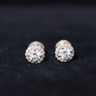0.64 CTW Lab Grown Diamond Halo Stud Earrings (4mm, Screw Back) Lab - ( EF-VS ) - Rosec Jewels