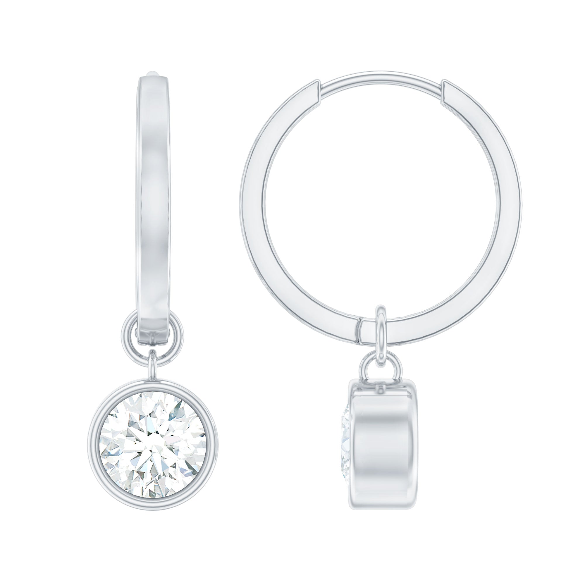 Rosec Jewels-Bezel Set Lab Grown Diamond Drop Earrings for Women