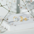 Rosec Jewels-Emerald Cut Lab Created Diamond Stud Earrings