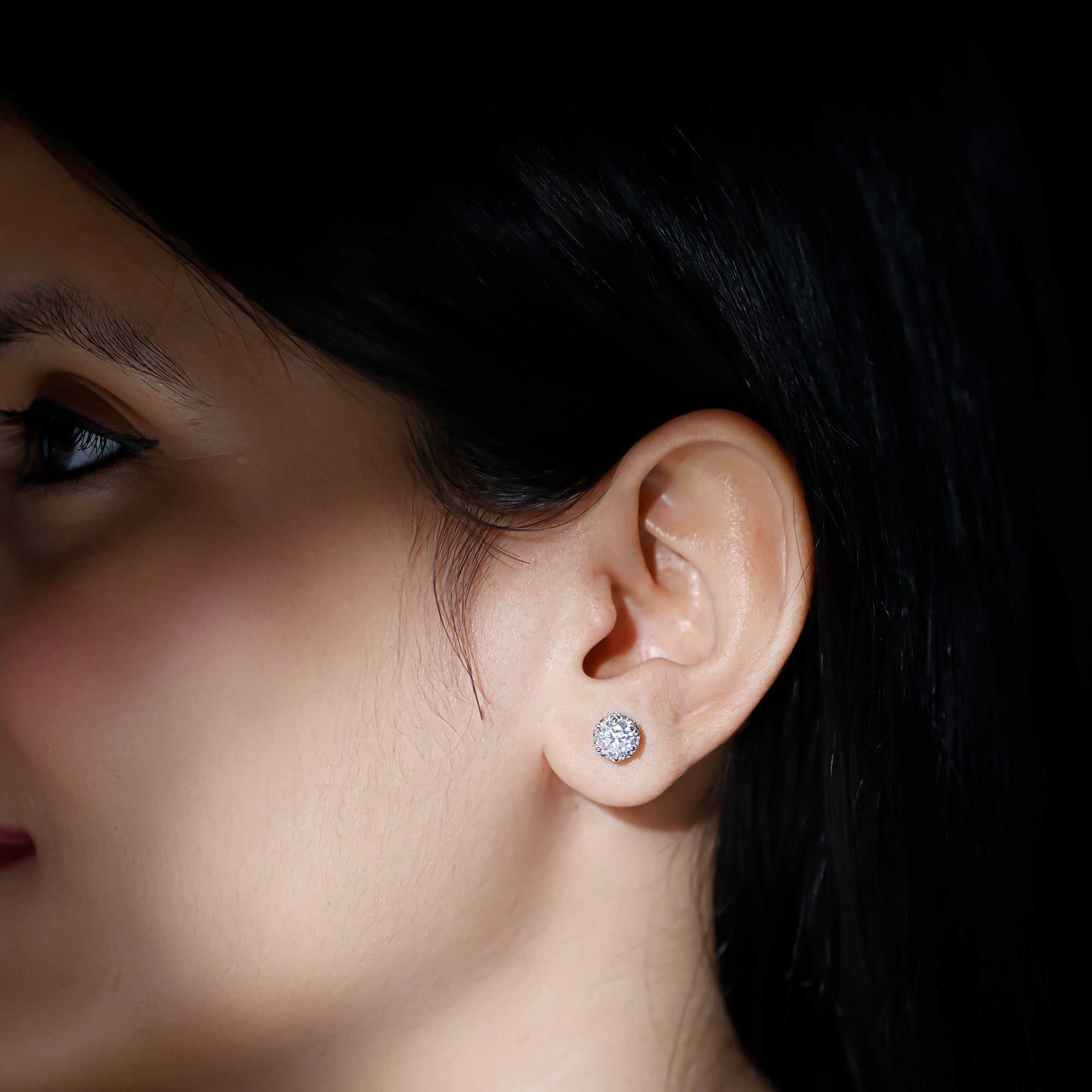 Rosec Jewels-Certified Lab Created Diamond Crown Earrings for Women
