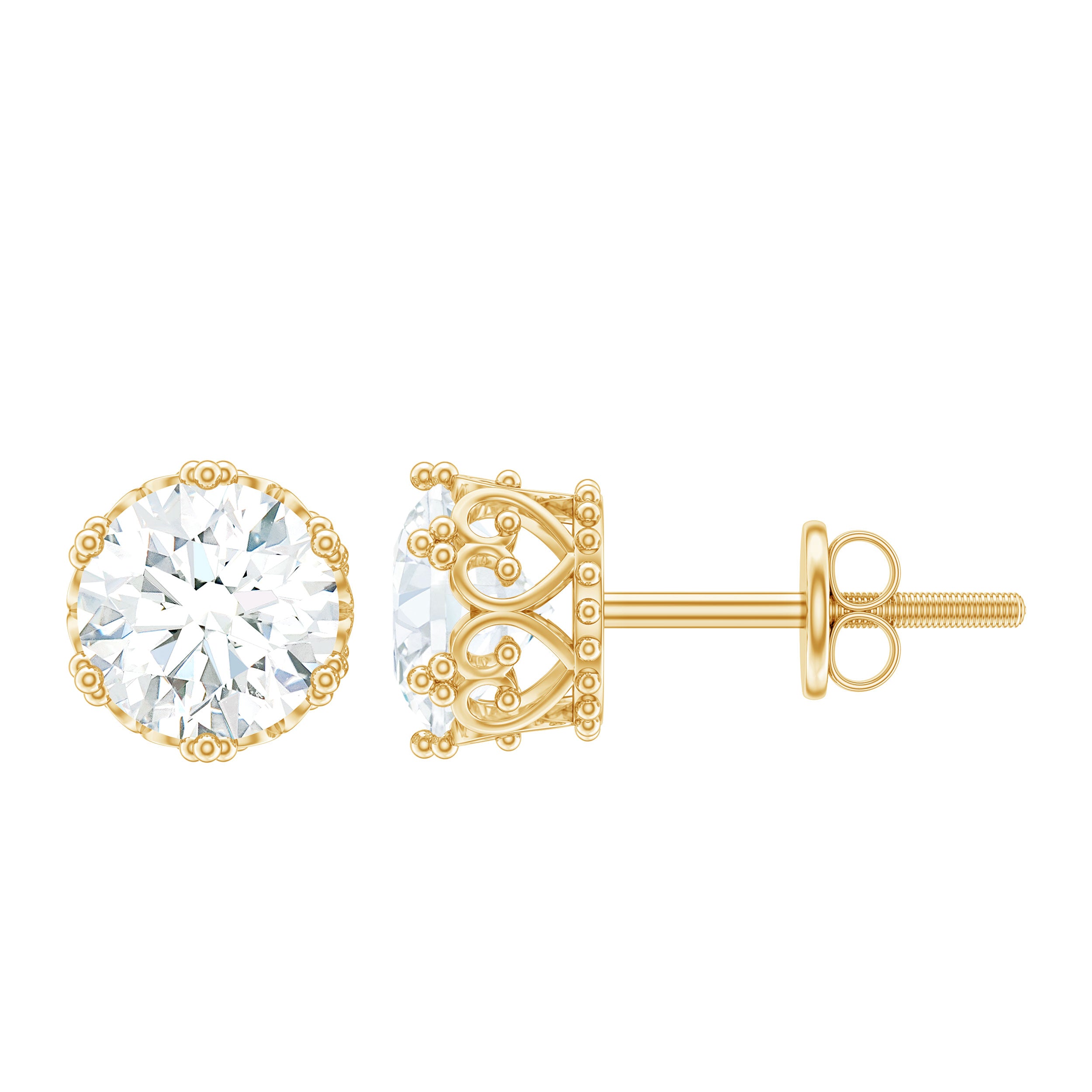 Rosec Jewels-Certified Lab Created Diamond Crown Earrings for Women