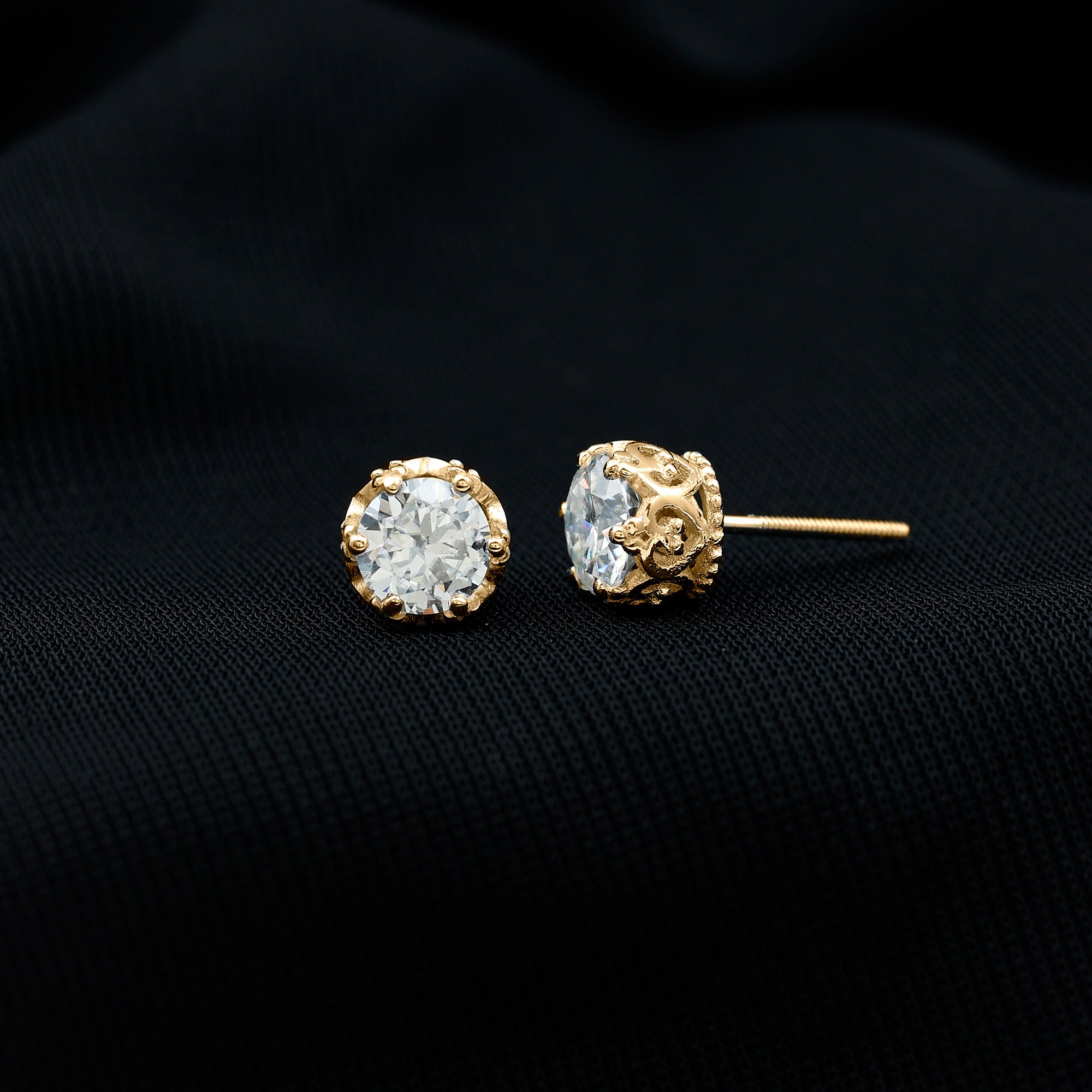 Rosec Jewels-Certified Lab Created Diamond Crown Earrings for Women