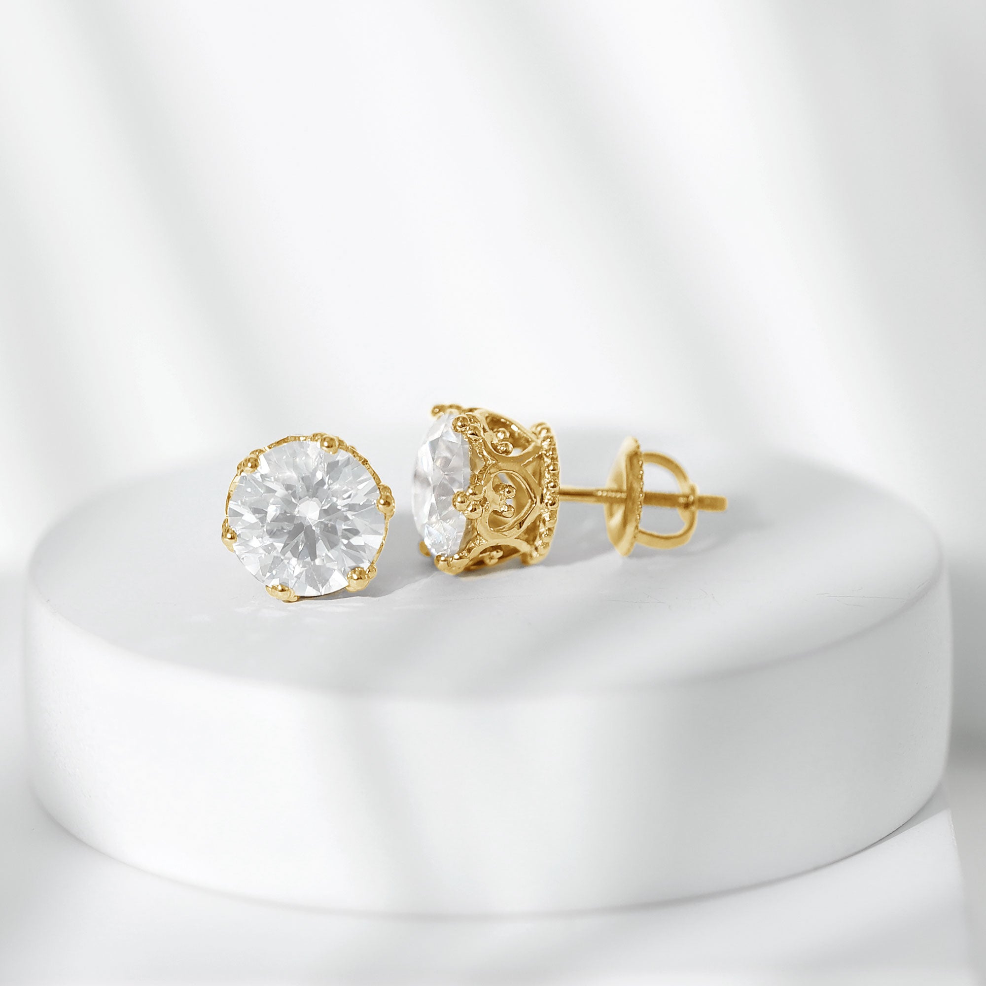 Rosec Jewels-Certified Lab Created Diamond Crown Earrings for Women