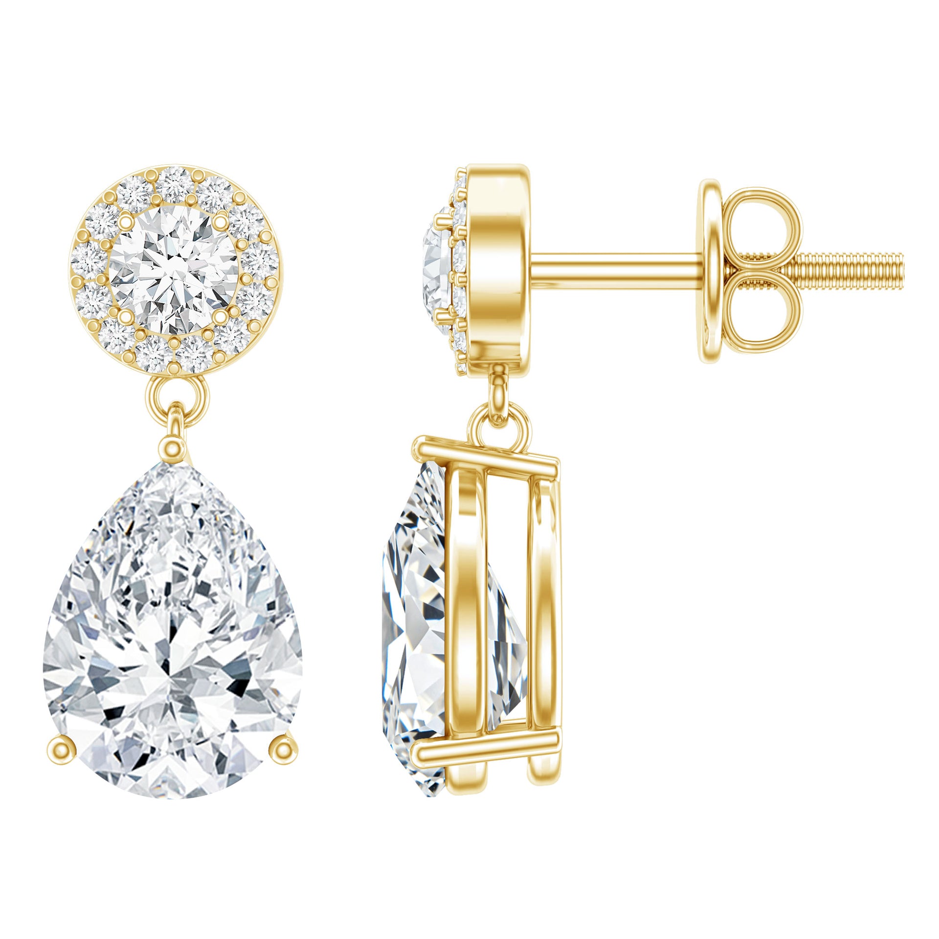 Certified Lab Grown Diamond Dangling Bridal Earrings - Lab - ( EF-VS ) / 92.5 Sterling Silver