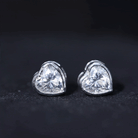 Certified Bezel Set 7mm Lab Grown Diamond Heart Earrings Lab - ( EF-VS ) - Rosec Jewels