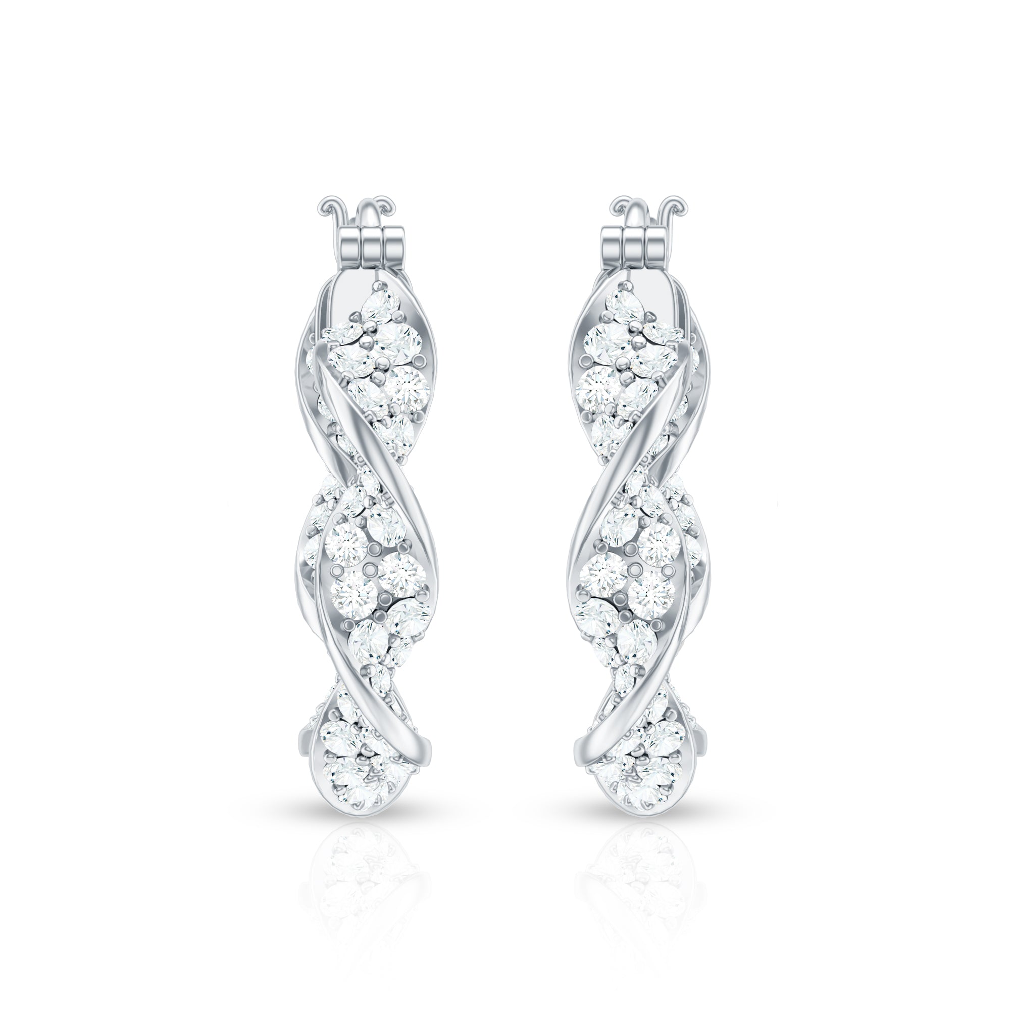 Certified Lab Grown Diamond Twisted Hoop Earrings for Women Lab - ( EF-VS ) - Rosec Jewels