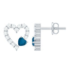 Rosec Jewels-Certified London Blue Topaz and Diamond Heart Stud Earrings