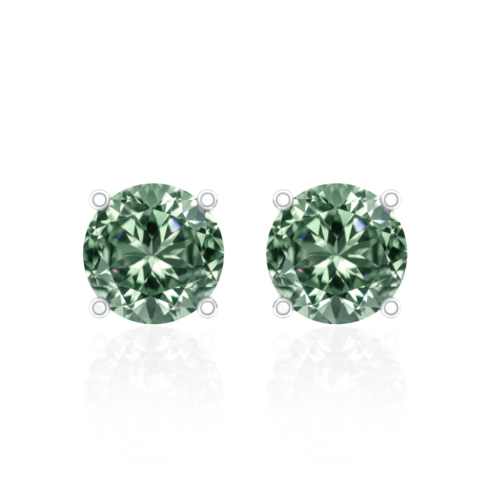 2 Carat Solitaire Lab Grown Green Diamond Stud Earrings with IGI Certificate Vivid Green - VS1 - Rosec Jewels