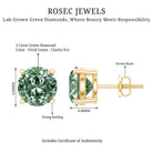 2 Carat Solitaire Lab Grown Green Diamond Stud Earrings with IGI Certificate Vivid Green - VS1 - Rosec Jewels