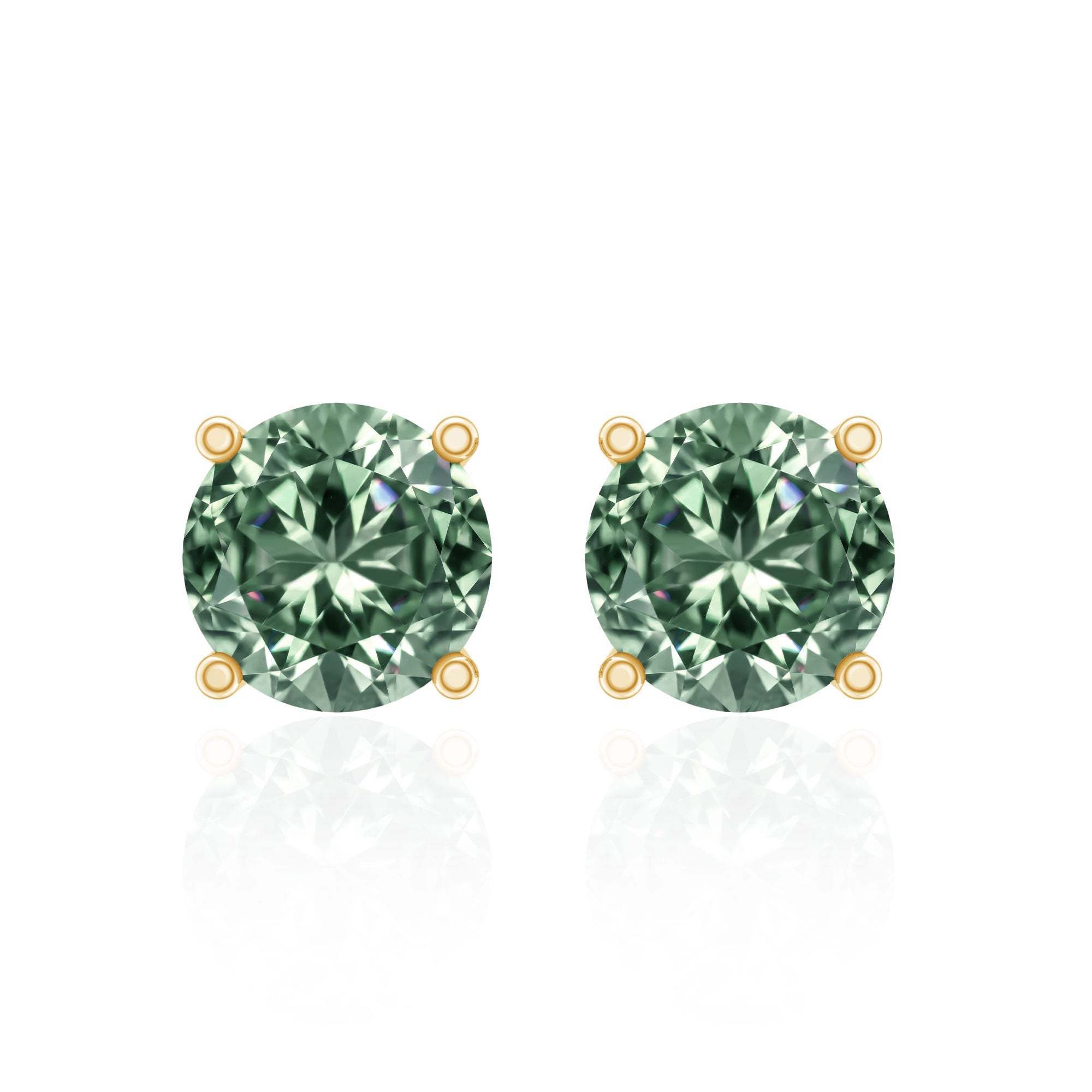 2 Carat Solitaire Lab Grown Green Diamond Stud Earrings with IGI Certificate Vivid Green - VS1 - Rosec Jewels