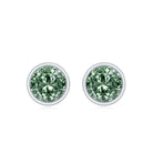 IGI Certified Bezel Set Lab Grown Green Diamond Stud Earrings 2 Carat Vivid Green - VS1 - Rosec Jewels