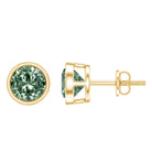 IGI Certified Bezel Set Lab Grown Green Diamond Stud Earrings 2 Carat Vivid Green - VS1 - Rosec Jewels