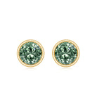 IGI Certified Bezel Set Lab Grown Green Diamond Stud Earrings 2 Carat Vivid Green - VS1 - Rosec Jewels