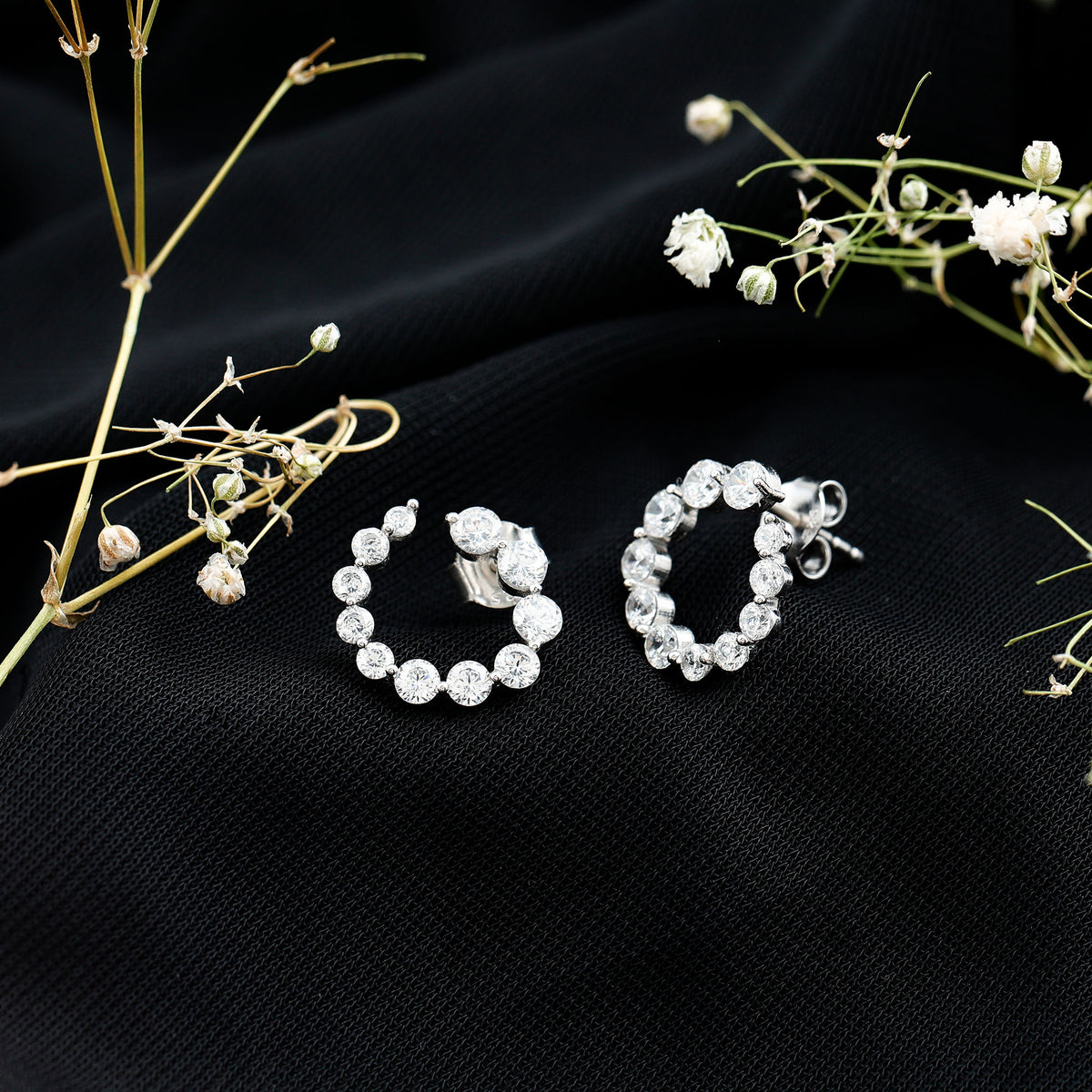 Rosec Jewels-Lab Grown Front Facing Diamond Hoop Earrings for Women