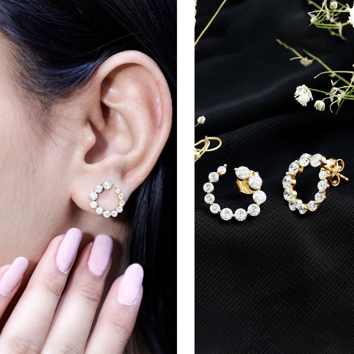 Rosec Jewels-Lab Grown Front Facing Diamond Hoop Earrings for Women