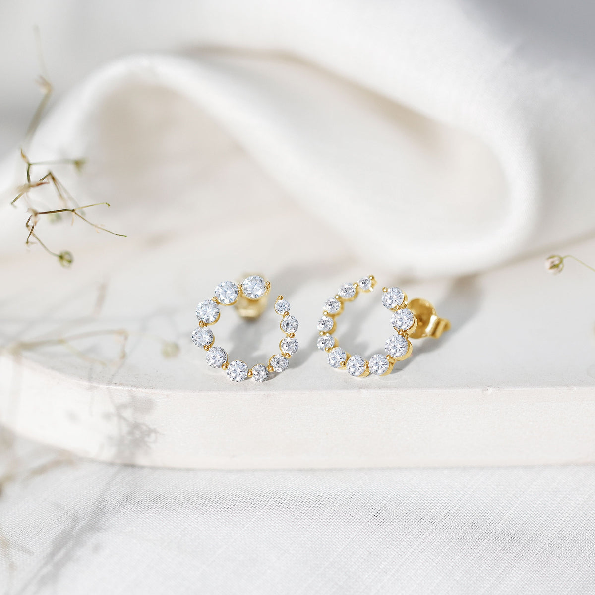 Rosec Jewels-Lab Grown Front Facing Diamond Hoop Earrings for Women