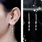 Rosec Jewels-Certified Lab Grown Diamond Long Dangle Earrings for Bride