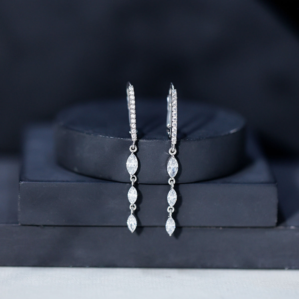 Rosec Jewels-Certified Lab Grown Diamond Long Dangle Earrings for Bride