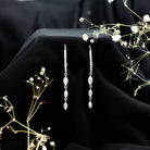 Certified Lab Grown Diamond Long Dangle Earrings for Bride Lab - ( EF-VS ) - Rosec Jewels