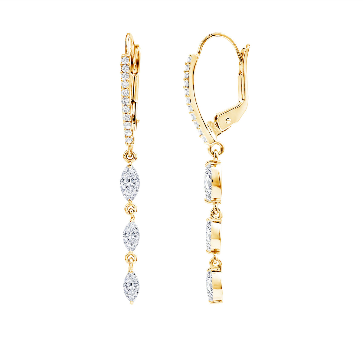 Rosec Jewels-Certified Lab Grown Diamond Long Dangle Earrings for Bride
