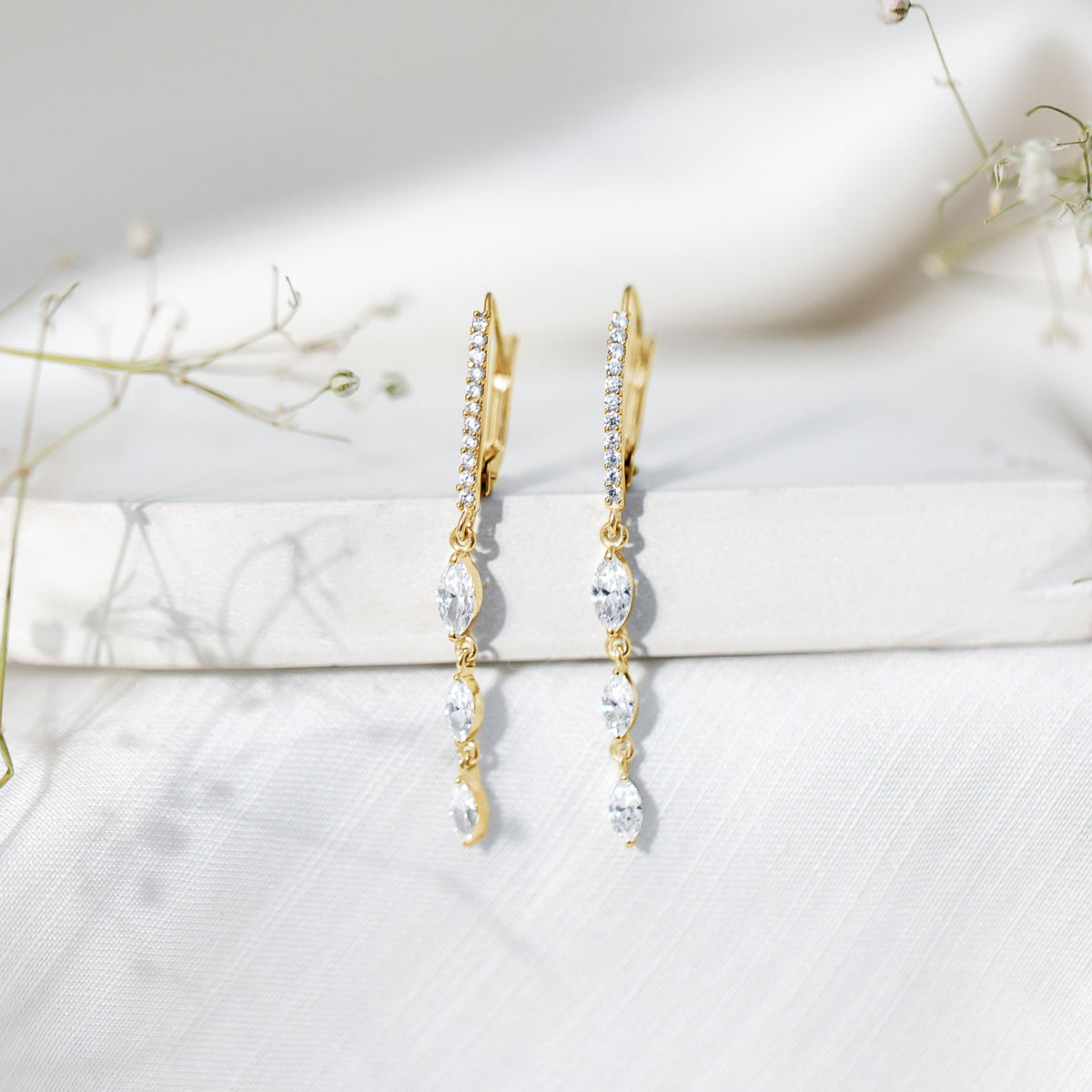 Rosec Jewels-Certified Lab Grown Diamond Long Dangle Earrings for Bride