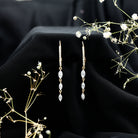 Certified Lab Grown Diamond Long Dangle Earrings for Bride Lab - ( EF-VS ) - Rosec Jewels