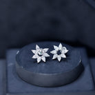 Pear Cut Lab Grown Diamond Flower Stud Earrings with Screw Back Lab - ( EF-VS ) - Rosec Jewels