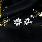 Rosec Jewels-Pear Cut Lab Grown Diamond Flower Stud Earrings with Screw Back
