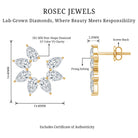 Rosec Jewels-Pear Cut Lab Grown Diamond Flower Stud Earrings with Screw Back