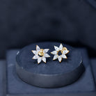 Rosec Jewels-Pear Cut Lab Grown Diamond Flower Stud Earrings with Screw Back