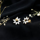 Rosec Jewels-Pear Cut Lab Grown Diamond Flower Stud Earrings with Screw Back