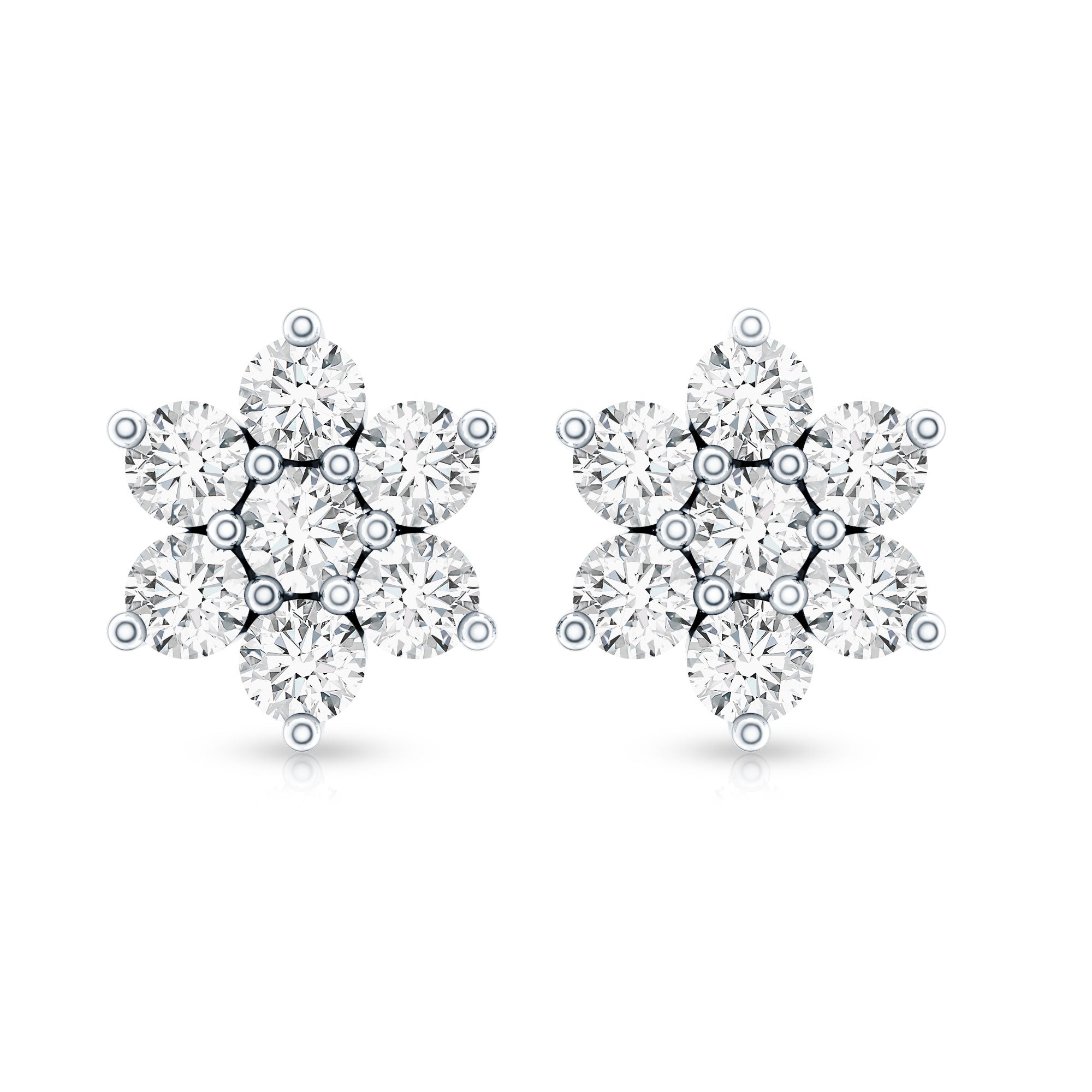 Rosec Jewels-Certified Lab Grown Diamond Flower Stud Earrings for Women