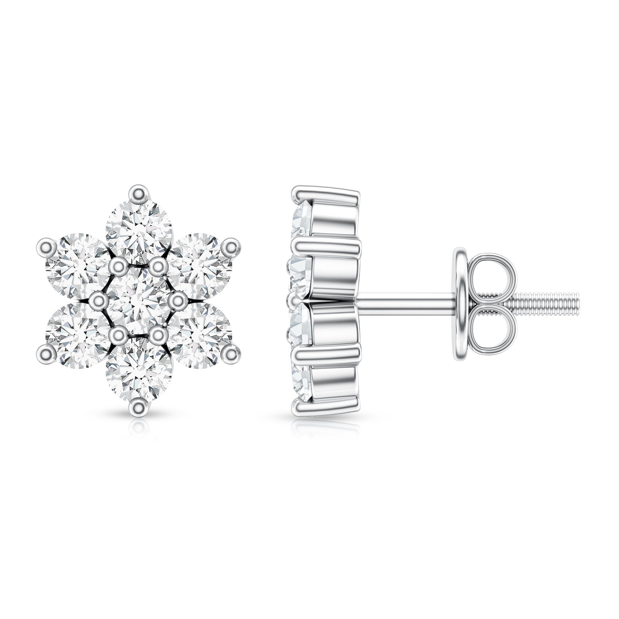 Rosec Jewels-Certified Lab Grown Diamond Flower Stud Earrings for Women