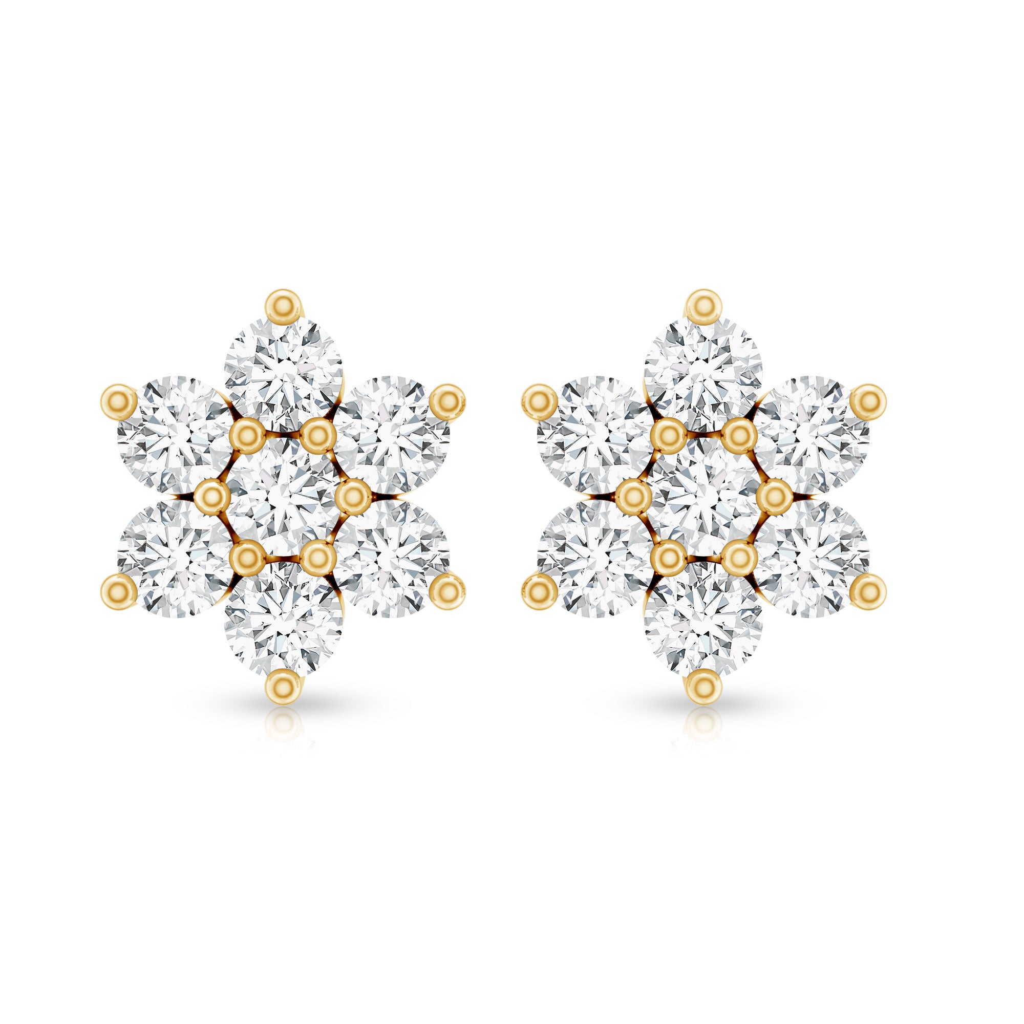 Rosec Jewels-Certified Lab Grown Diamond Flower Stud Earrings for Women