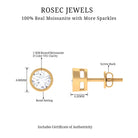 Bezel Set Moissanite Solitaire Stud Earrings for Women Moissanite - ( D-VS1 ) - Color and Clarity - Rosec Jewels