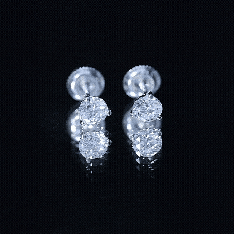 1 Carat Certified Moissanite Martini Stud Earrings D-VS1 - Rosec Jewels