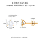 Certified Moissanite Solitaire Stud Earrings Moissanite - ( D-VS1 ) - Color and Clarity - Rosec Jewels