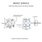 Certified 2.7 Carat Moissanite Stud Earrings in Silver D-VS1 92.5 Sterling Silver - Rosec Jewels