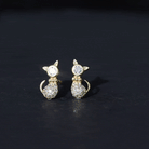 1/4 CT Diamond Cat Stud Earrings in Gold Diamond - ( HI-SI ) - Color and Clarity - Rosec Jewels