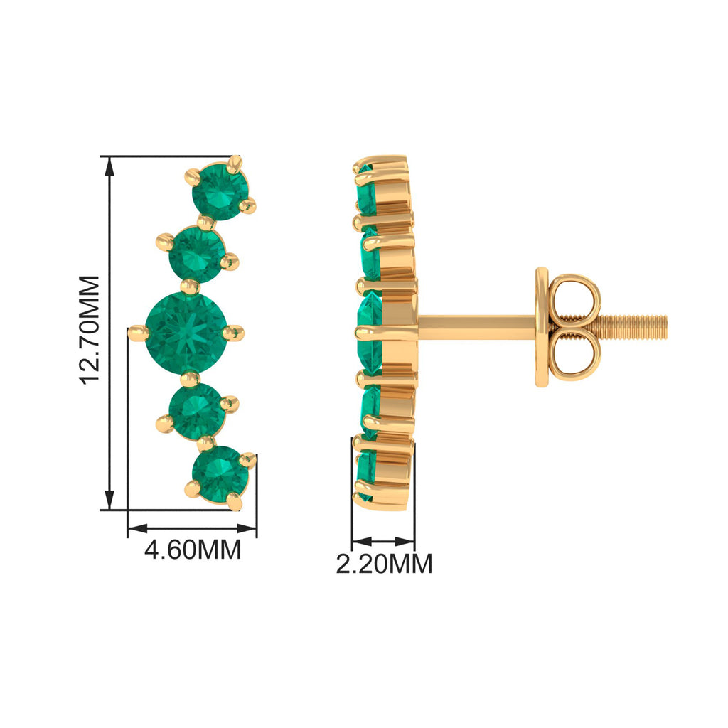 Emerald Stud Climber Earrings Emerald - ( AAA ) - Quality - Rosec Jewels