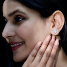 2 Carat Oval Moissanite Halo Stud Earrings In Sterling Silver D-VS1 92.5 Sterling Silver - Rosec Jewels