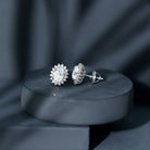 2 Carat Oval Moissanite Halo Stud Earrings In Sterling Silver D-VS1 92.5 Sterling Silver - Rosec Jewels