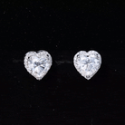 Elegant Heart Shape Moissanite Stud Earrings with Halo in Gold Moissanite - ( D-VS1 ) - Color and Clarity - Rosec Jewels