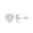 Certified 3 Carat Heart Moissanite Halo Stud Earrings D-VS1 92.5 Sterling Silver - Rosec Jewels