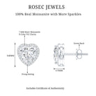 Certified 3 Carat Heart Moissanite Halo Stud Earrings D-VS1 92.5 Sterling Silver - Rosec Jewels