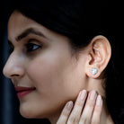 Certified 3 Carat Heart Moissanite Halo Stud Earrings D-VS1 92.5 Sterling Silver - Rosec Jewels