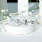 Certified 3 Carat Heart Moissanite Halo Stud Earrings D-VS1 92.5 Sterling Silver - Rosec Jewels
