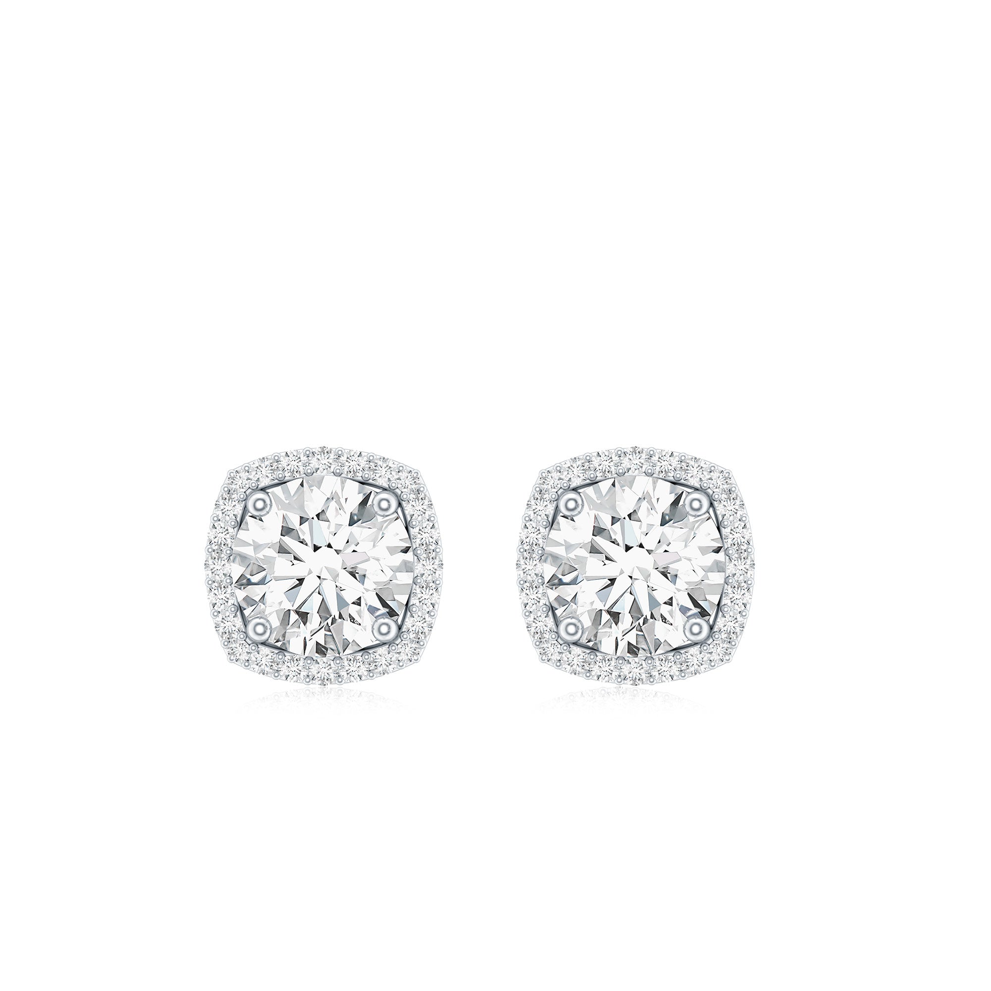2.25 CT Round Shape Moissanite Stud Earrings with Halo D-VS1 - Rosec Jewels
